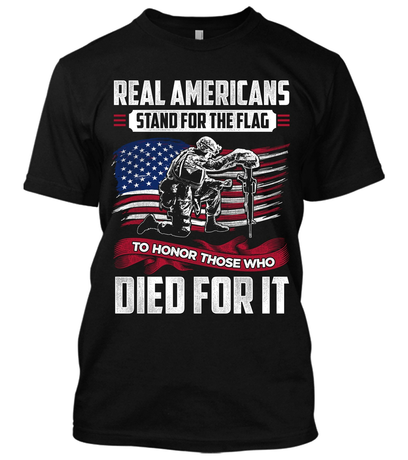 Real Americans Stand For The Flag New Men’s Shirt Donald Trump Veteran Patriotic