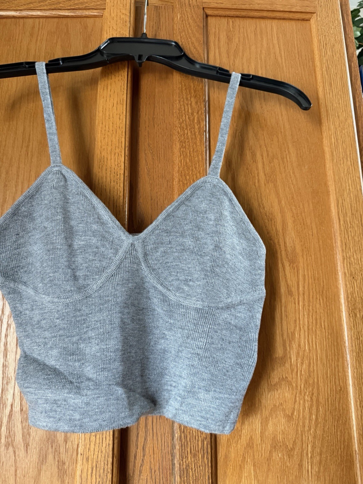 NWT The Drop Women’s Gray Rib Heather Wool Blend Knit Bralette Tank Top Gray XS