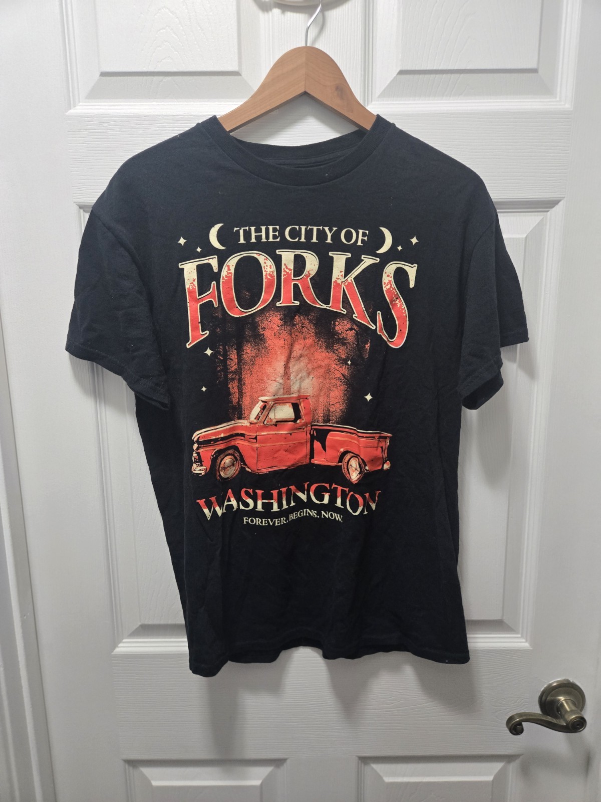 Twilight City Of Forks Edward Bella Graphic T-Shirt Medium Black Movie Promo