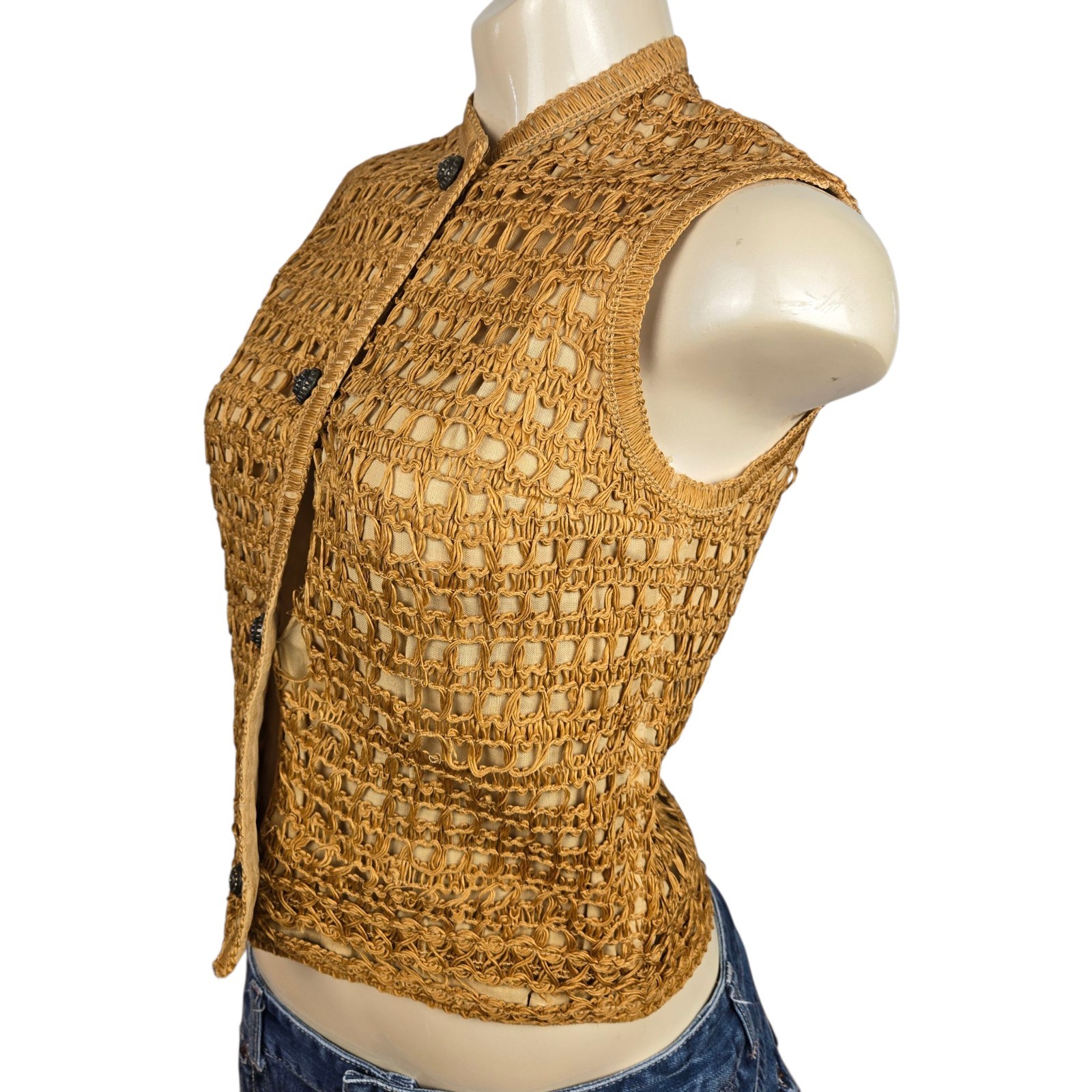 Vtg 60s I Magnin Bill Atkinson Glen of Michigan Twine Top Sz S Boho Cottagecore