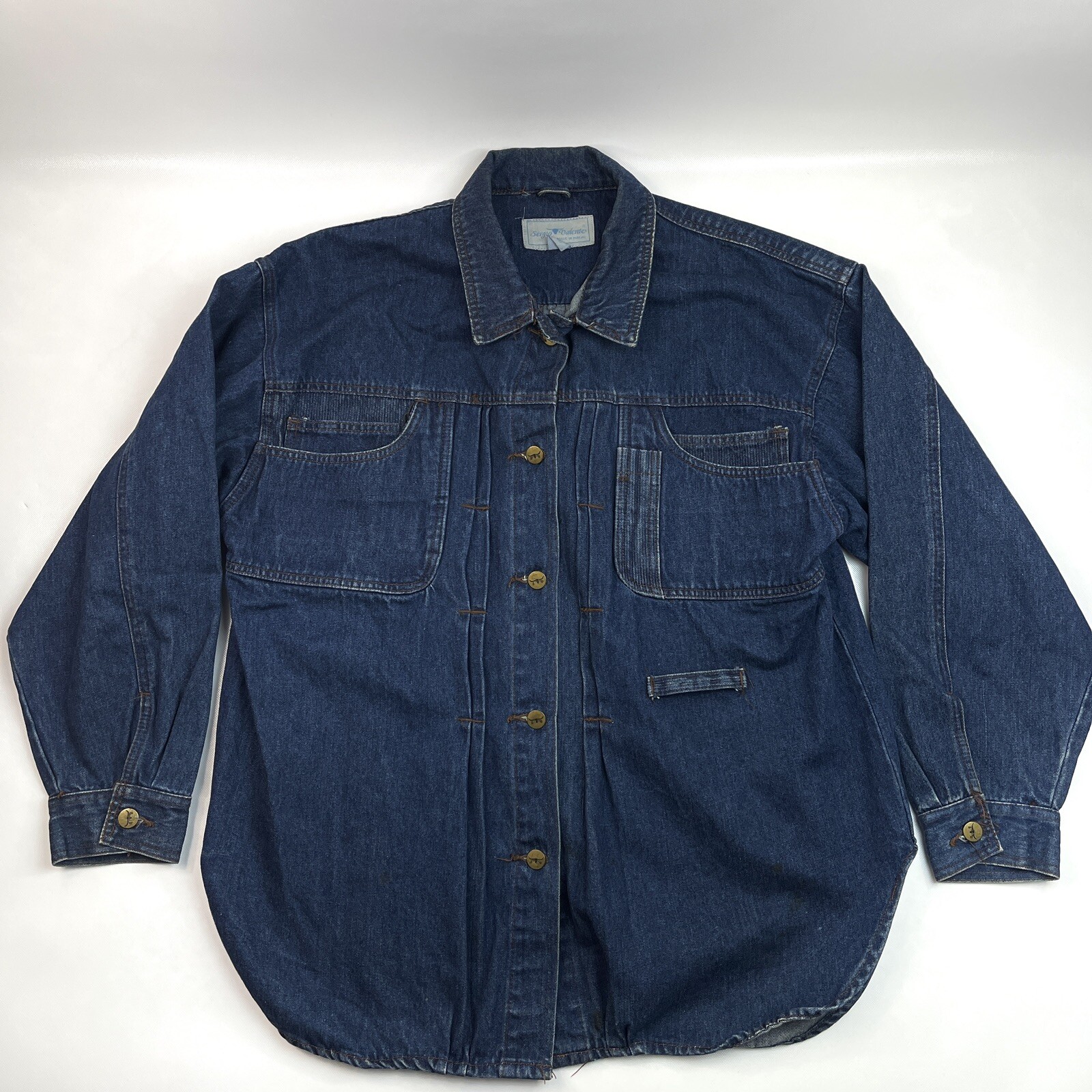 Sergio Valente Vintage Exclusive Blue Button Up Denim Top Shirt Women’s L Macau