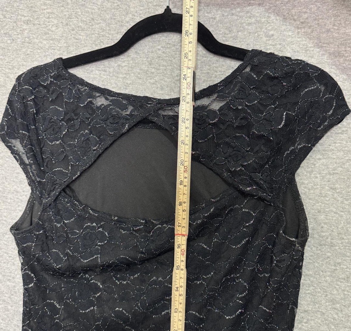 BCX Y2K Lace Peplum Top Goth Whimsigoth Open Back Stretch Evening Black Sz M