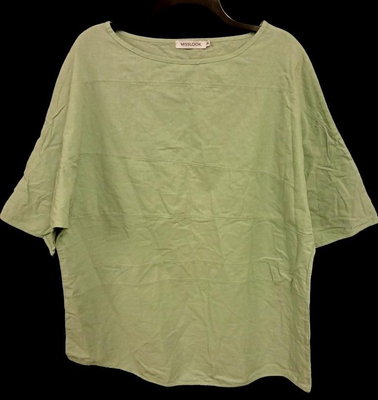 Misslook 3XL green circle neck women’s short sleeve plus top