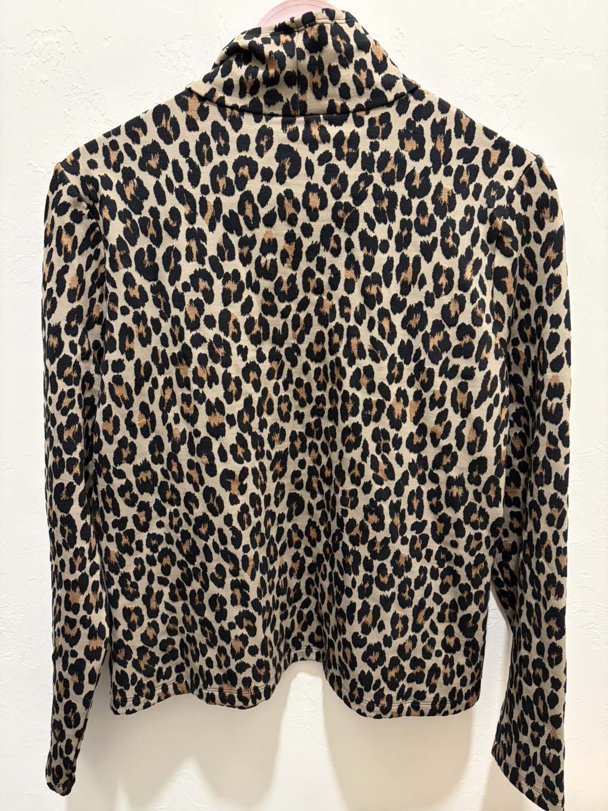SPANX Leopard cheetah Ponte Turtleneck Size XL long sleeve Jacquard Top NWT