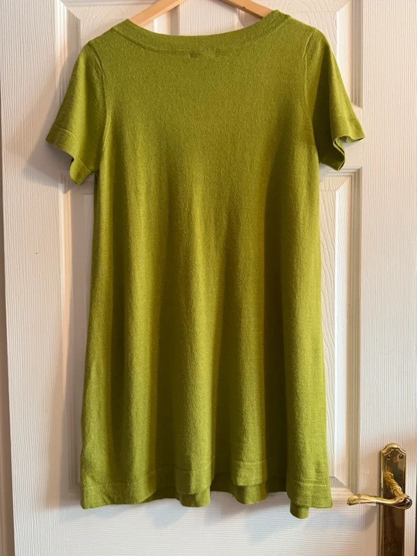 Monsoon Lime Green Wool Blend Tunic Top UK 22 Soft Knit Short Sleeve