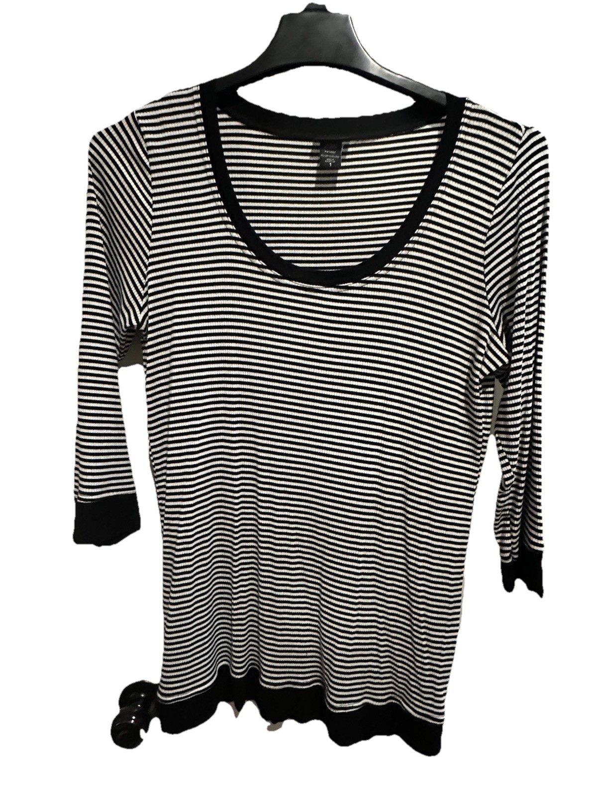 Torrid Womens Plus Size 1 Black White Striped Ribbed Knit Tunic Top Casual