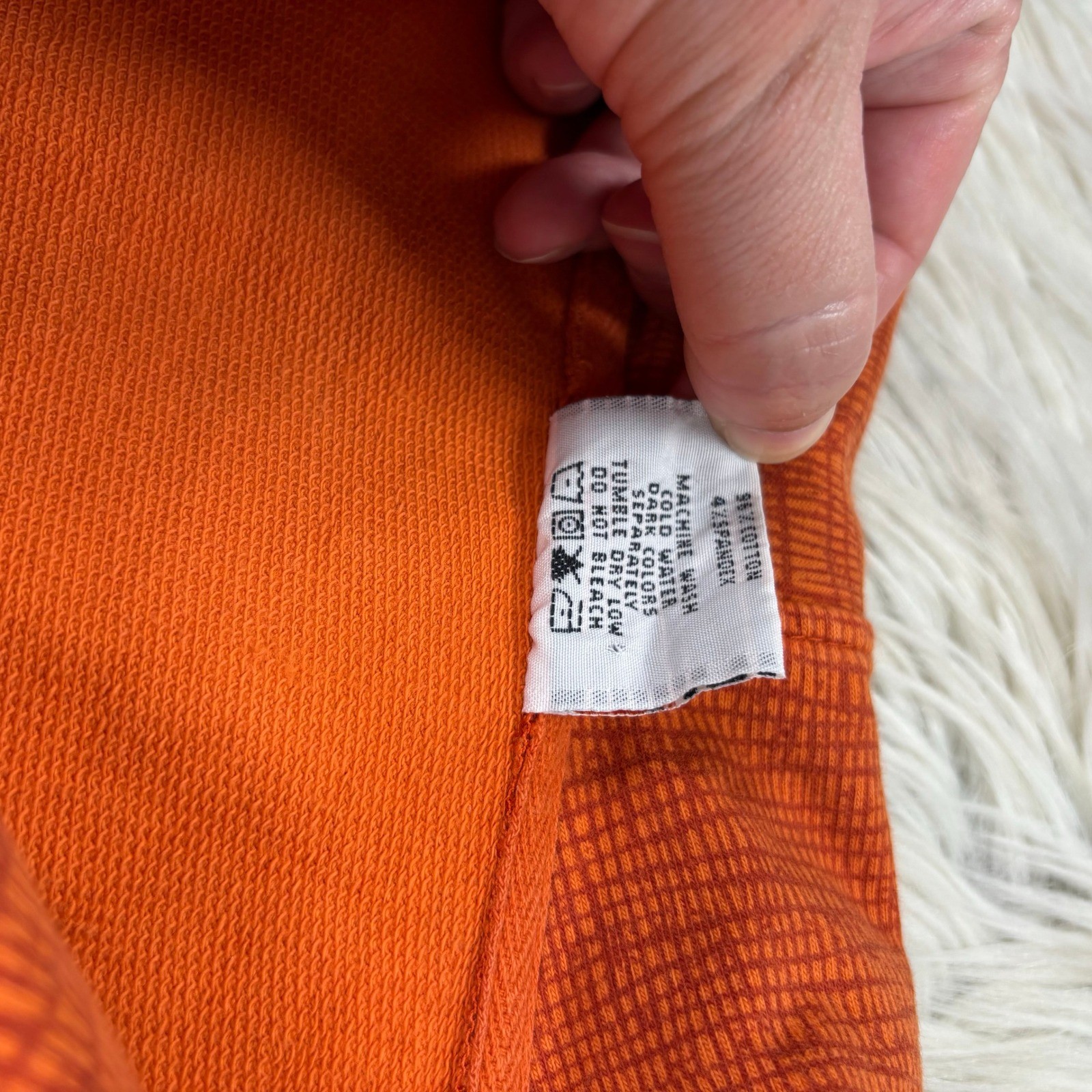 Color Me Cotton Women’s M Orange Printed Cowl Neck Top Art to Wear Long Sleeve