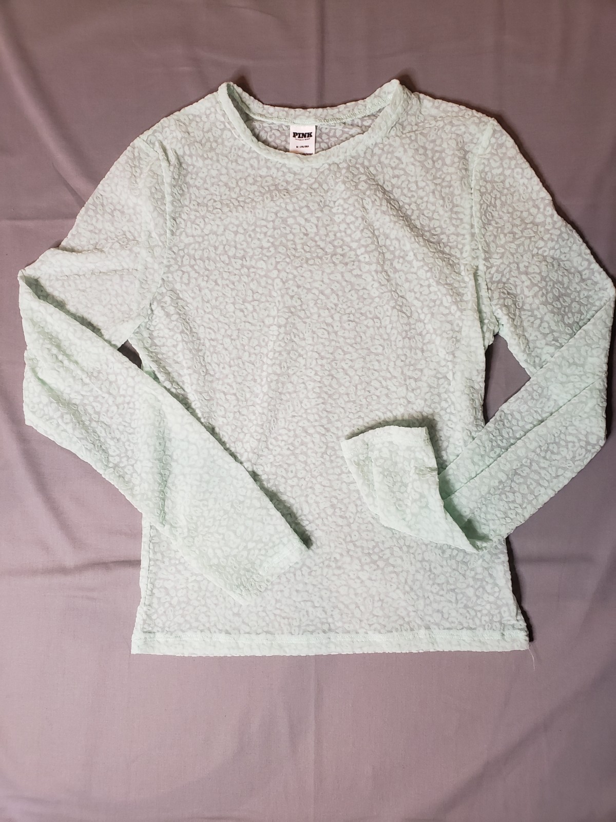PINK Victoria’s Secret Womens M Mint Green Sheer Mesh Animal Print Top