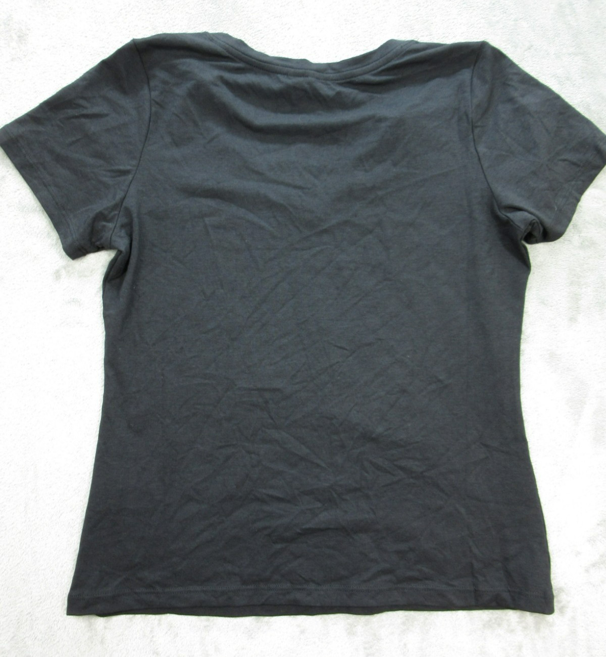 Nordstrom T-Shirt Womens Medium Black V Neck Short Sleeve Pima Cotton Tencel