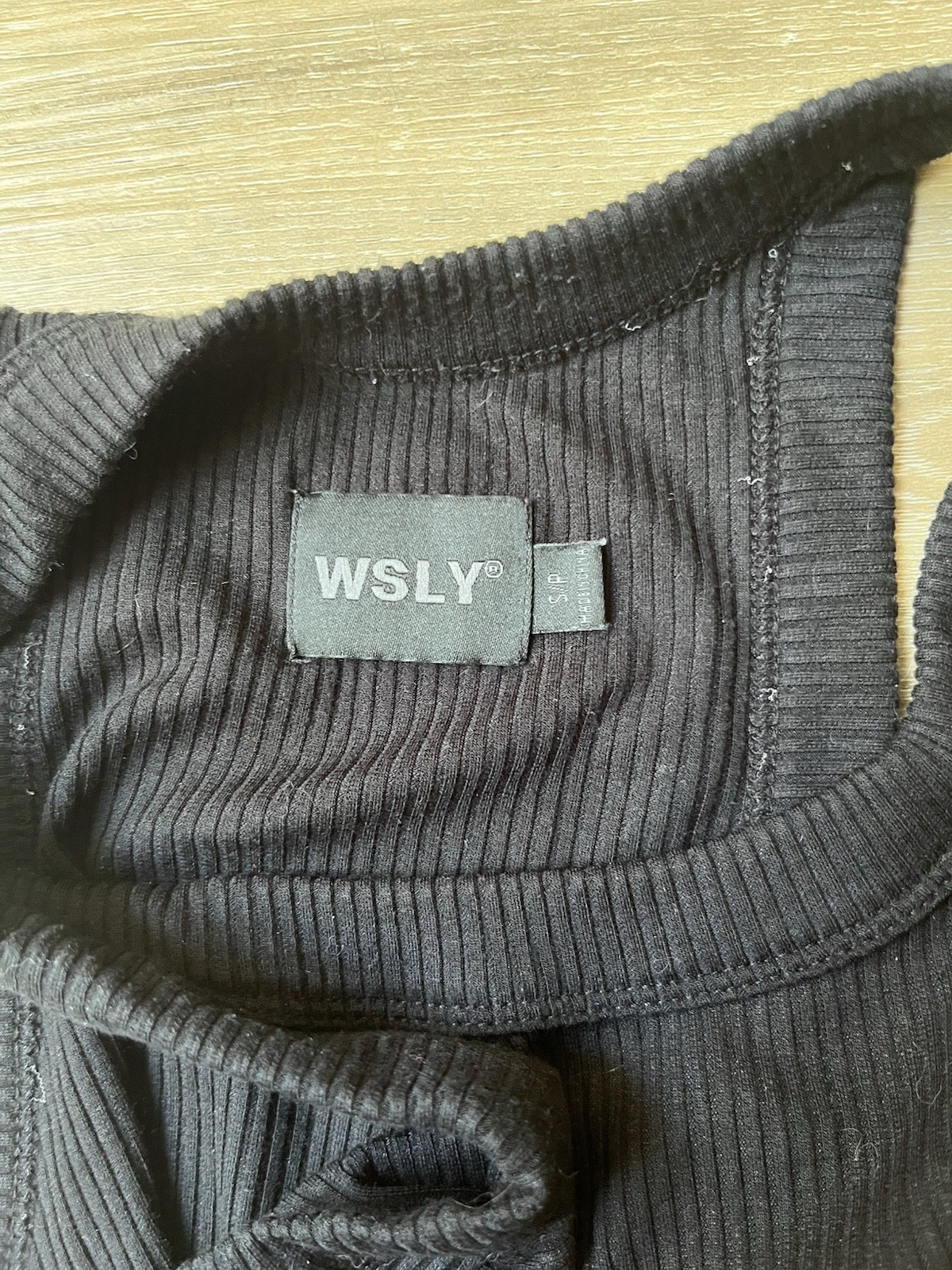 WSLY Ribbed Tank Top Black High Neck Tencel- Size Small