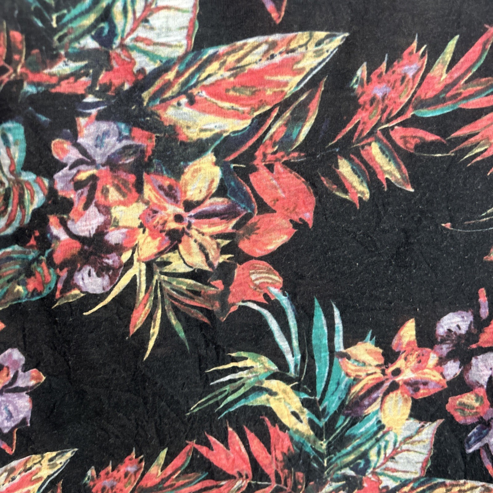 Tribal Women’s Medium 3/4 Puff Sleeve Black Floral Multicolor Pullover Comfy￼