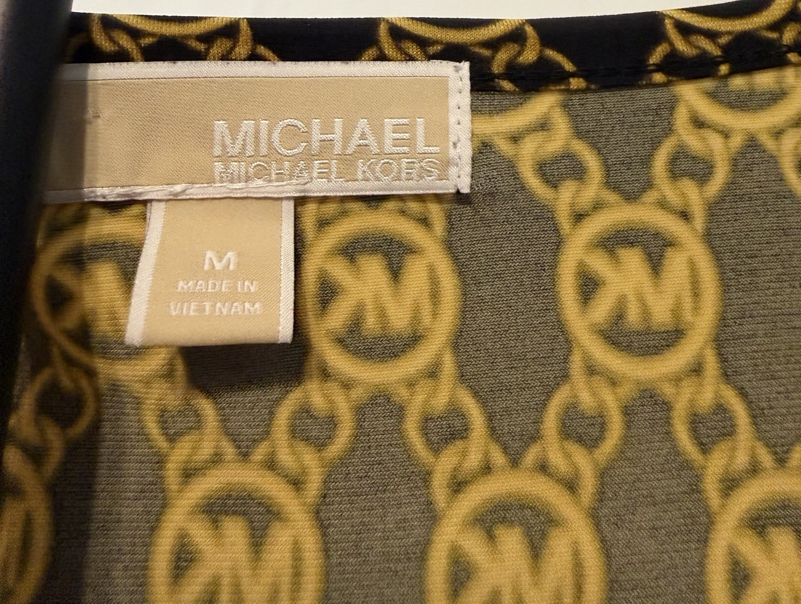 Women’s MICHAEL KORS Cowl Neck Long Sleeve Black/gold Stretch Blouse Top Size M