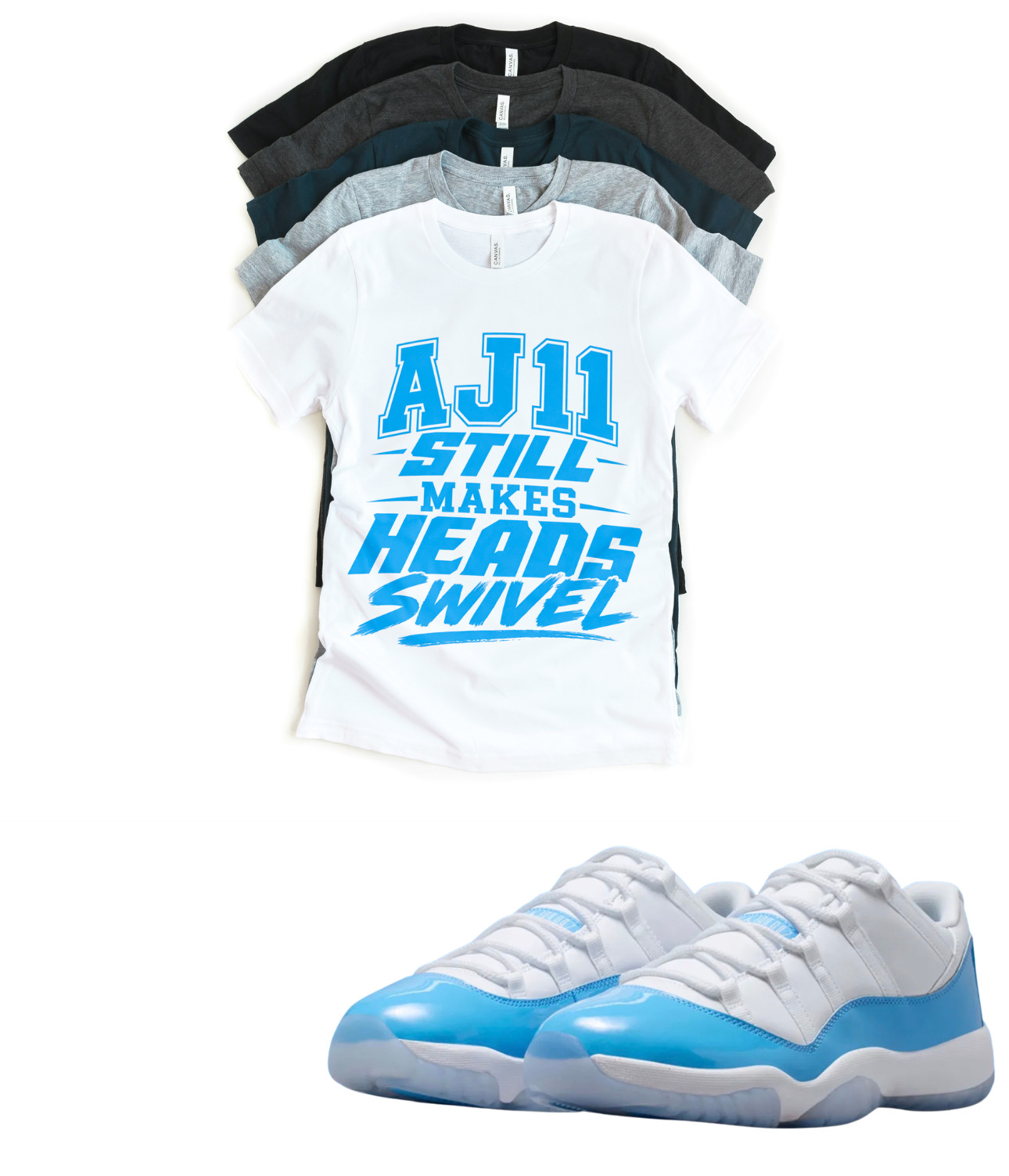 Jordan 11 Swivel University Blue Matching T-Shirt | Custom Sneaker Match Tee