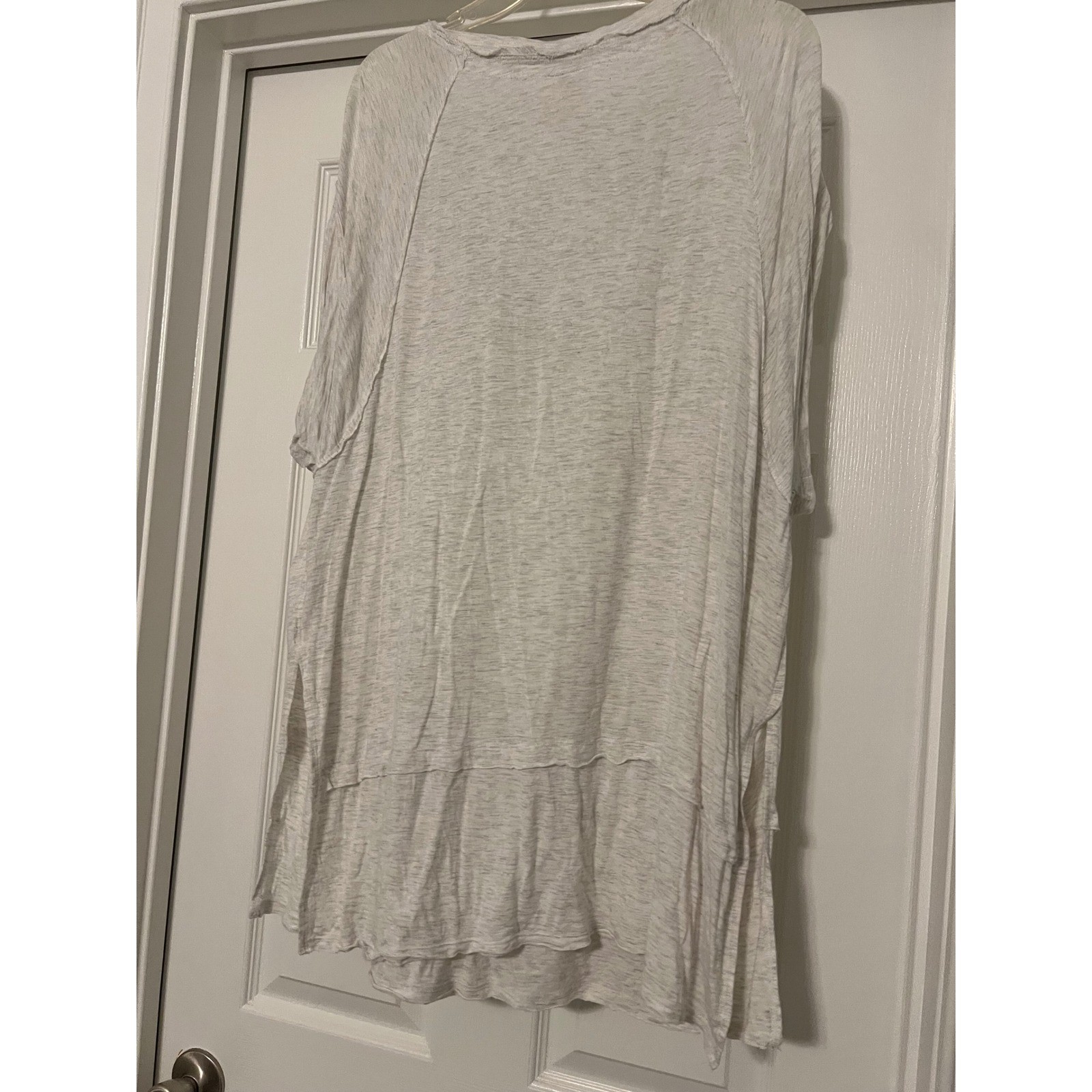 Free People We The Free Oversized V-Neck Tee Heathered Oatmeal Short Sleeve L