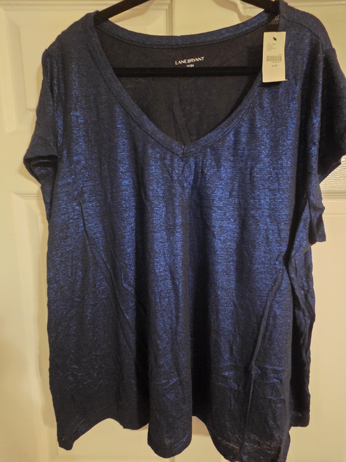 Lane Bryant Blue Sparkly Short Sleeve Top 22/24 NWT