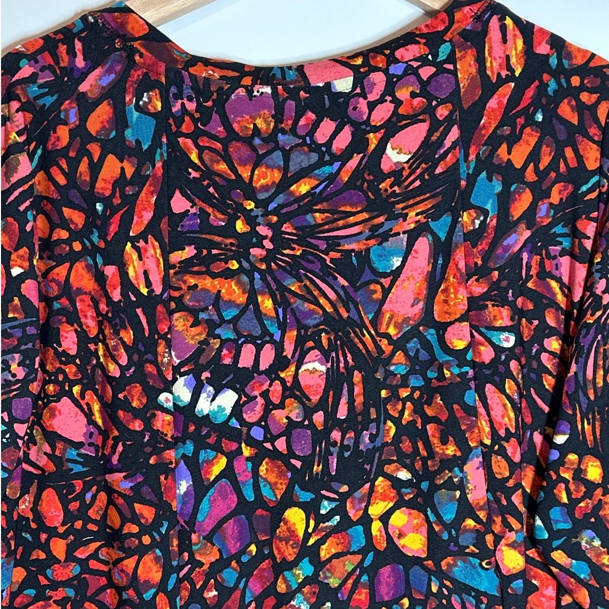 Attitudes by Renee Como Jersey Multicolor Abstract Stained Glass Tunic Top 1X