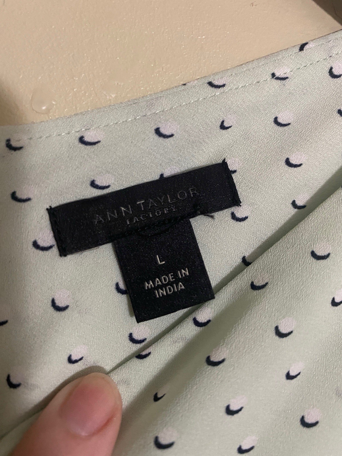 Ann Taylor Factory Women’s Mint Green Moon Dot V Neck Sleeveless Layered Top Lrg