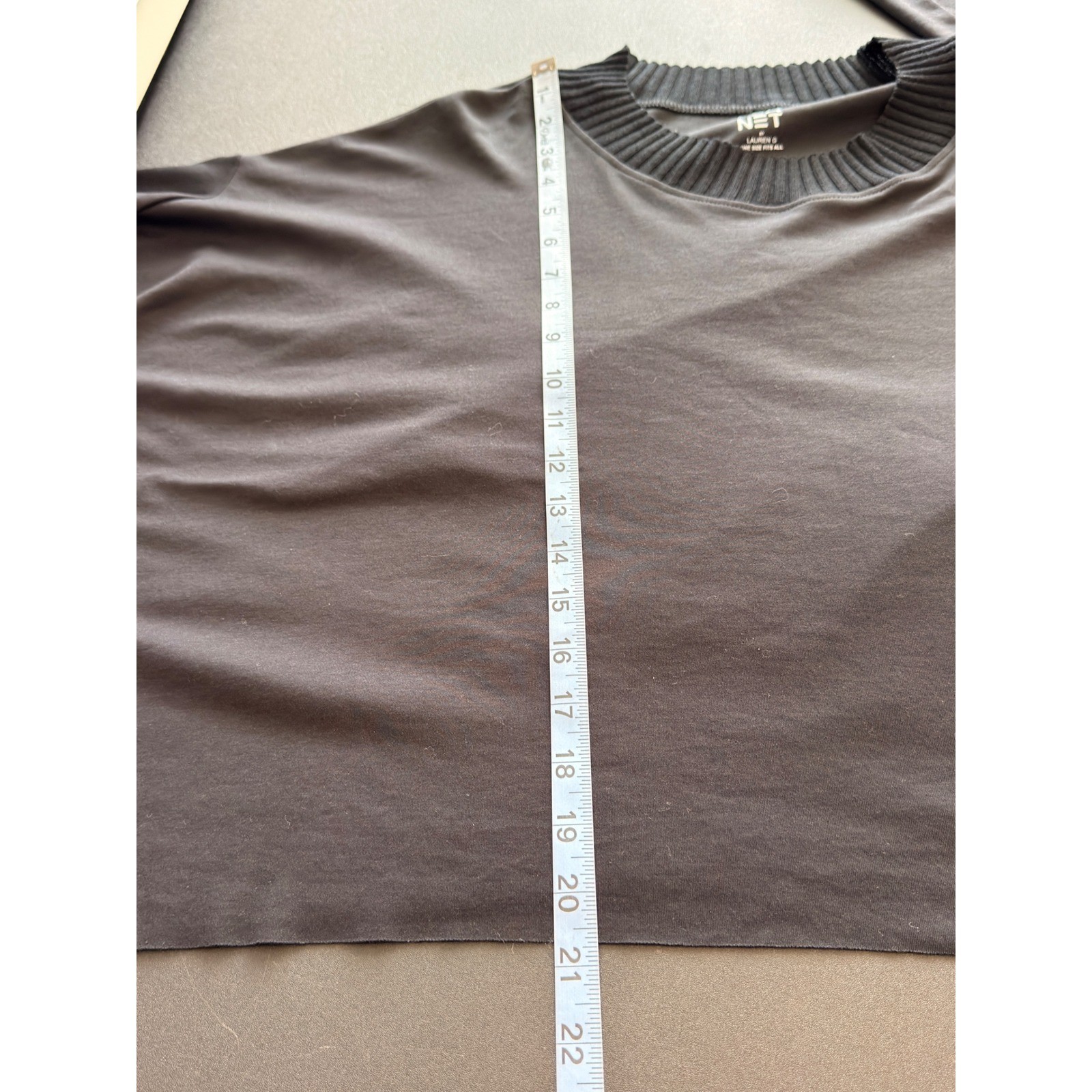 Planet by Lauren G Black Pima Cotton Handkerchief Hem Oversized Top One Size