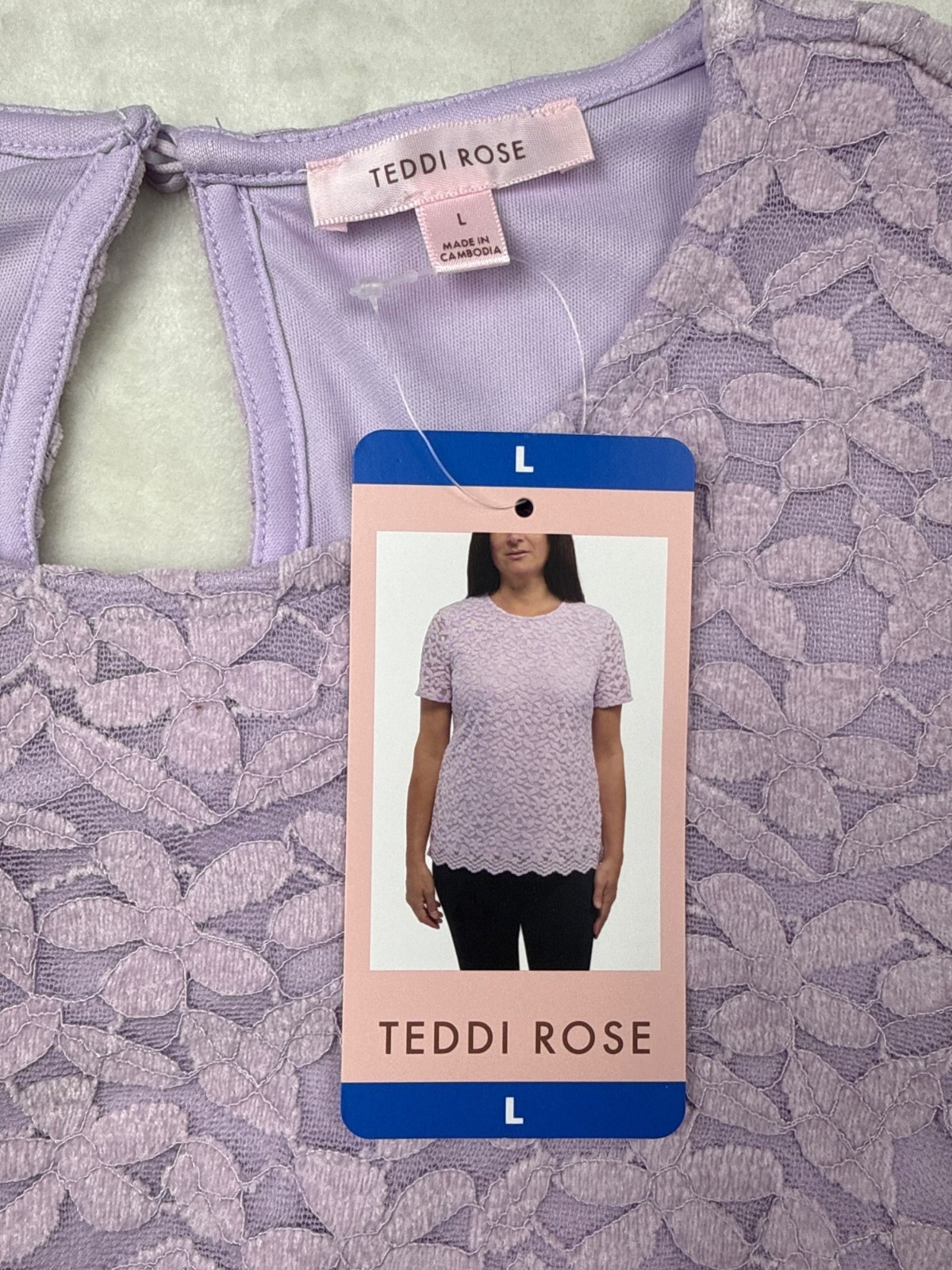 Teddi Rose Women S Crewneck Short Sleeve Blouse Purple Size Large