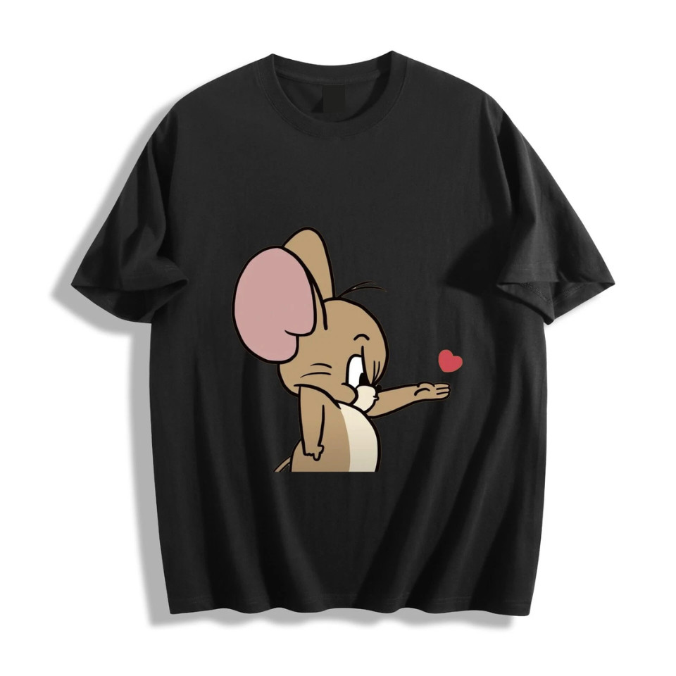 Tom and Jerry Jerry Heart T-Shirt – Cute Cartoon Mouse Design Unisex Sizes S-5XL