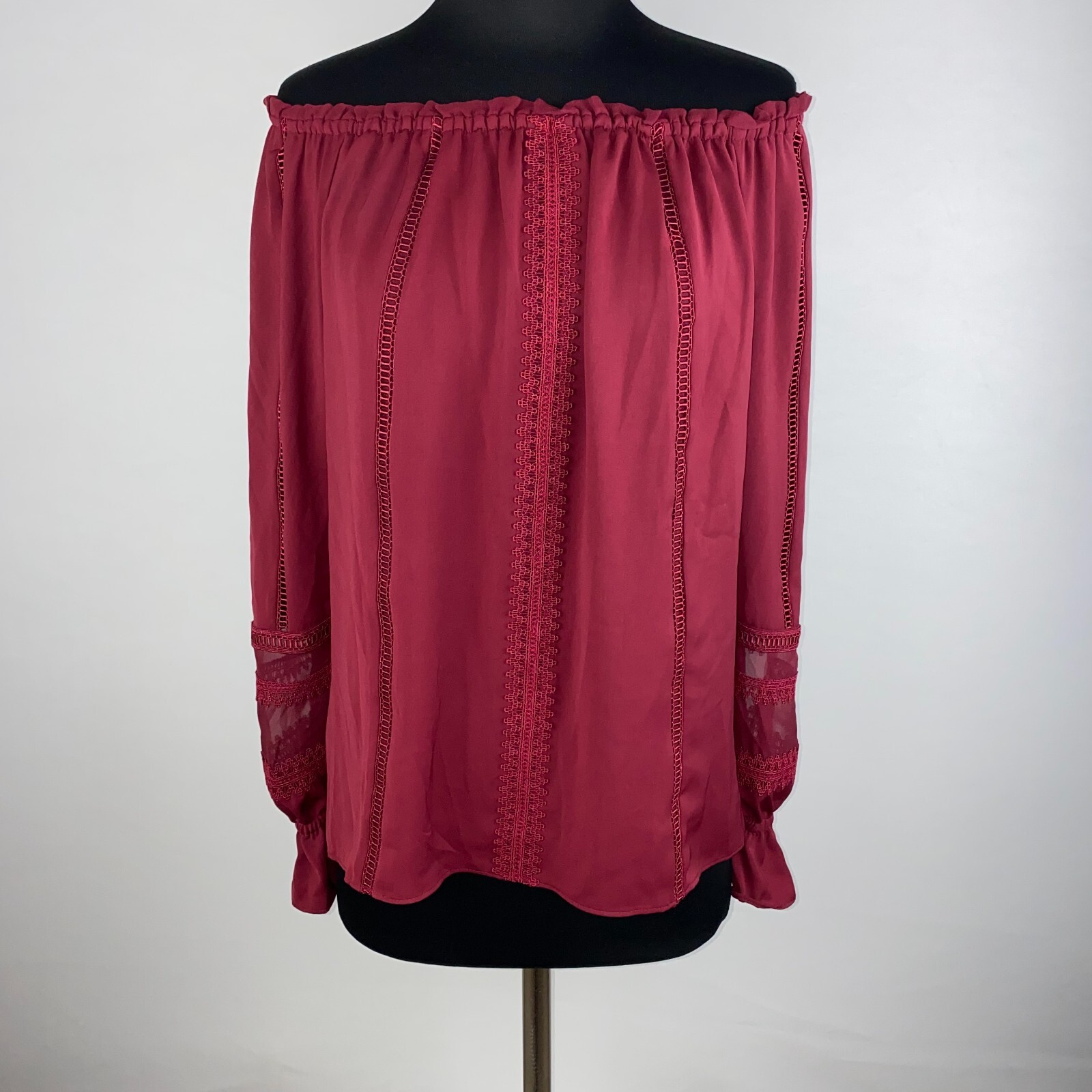 Ramy Brook New York S Thea Off The Shoulder Blouse Trim Detail Silk Poly Blend