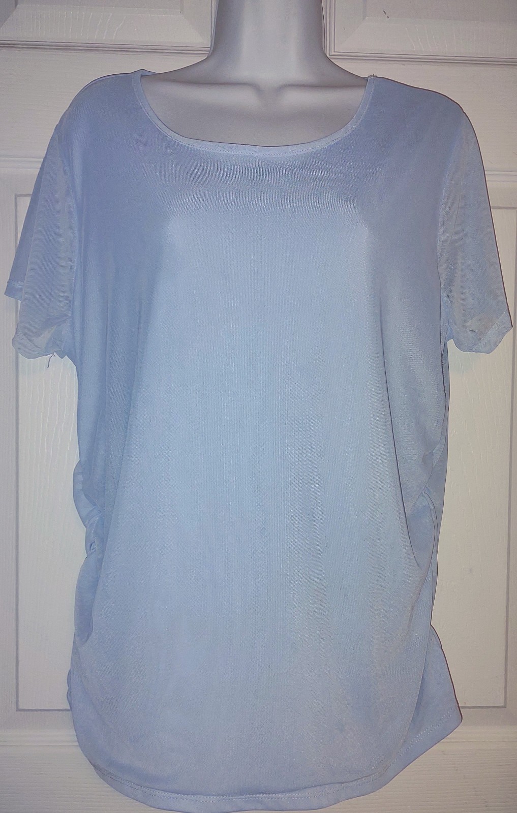 JUST BE Size 2X Blue S/S Top/ Gathered Sides