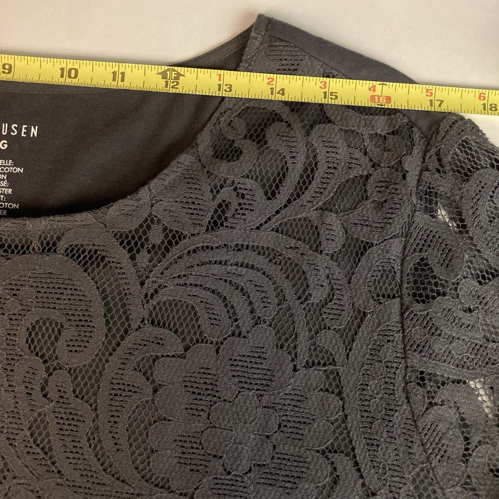 Van Heusen Top Womens XL Charcoal Gray 3/4 Bell Sleeve Lace Business Holiday
