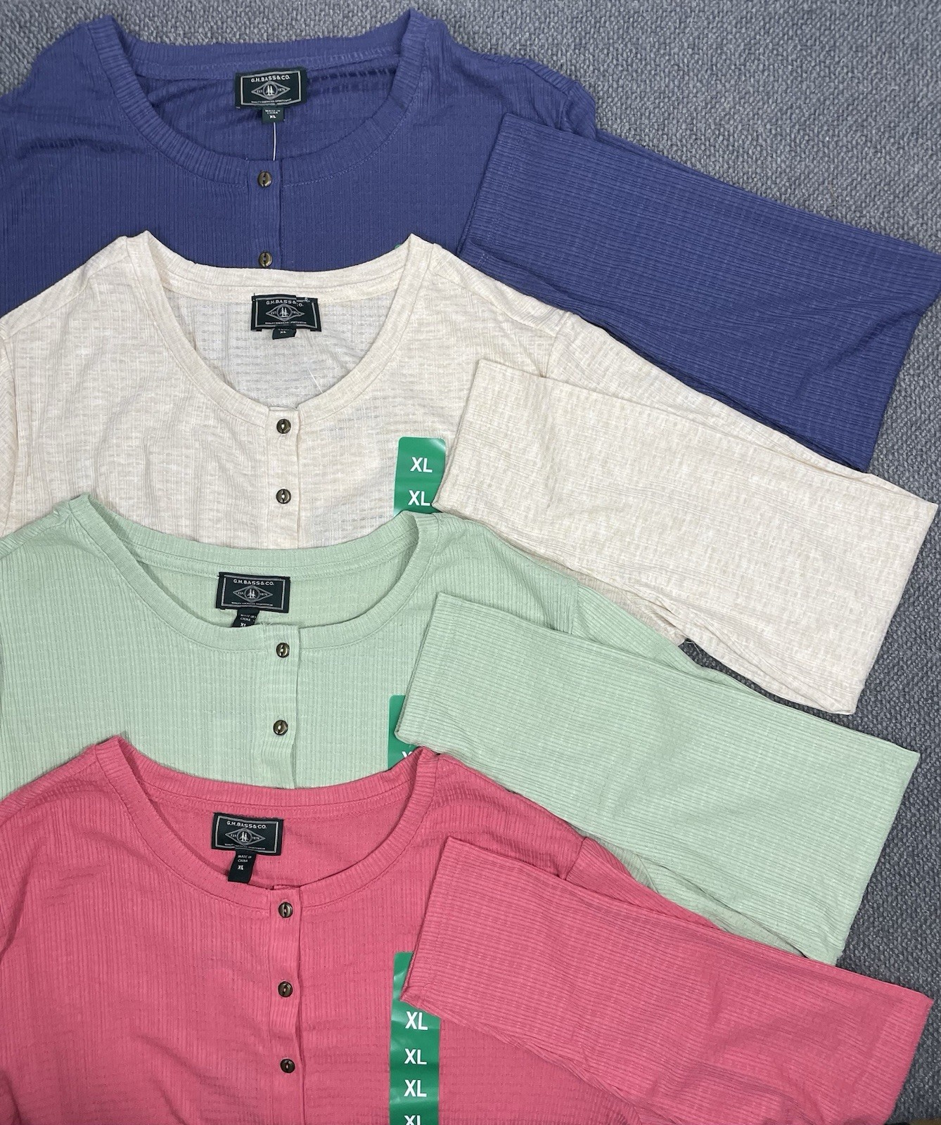 G.H. Bass & Co. Ladies’ Long-Sleeve Henley Top Lot of 4 Pick Your Size NWT