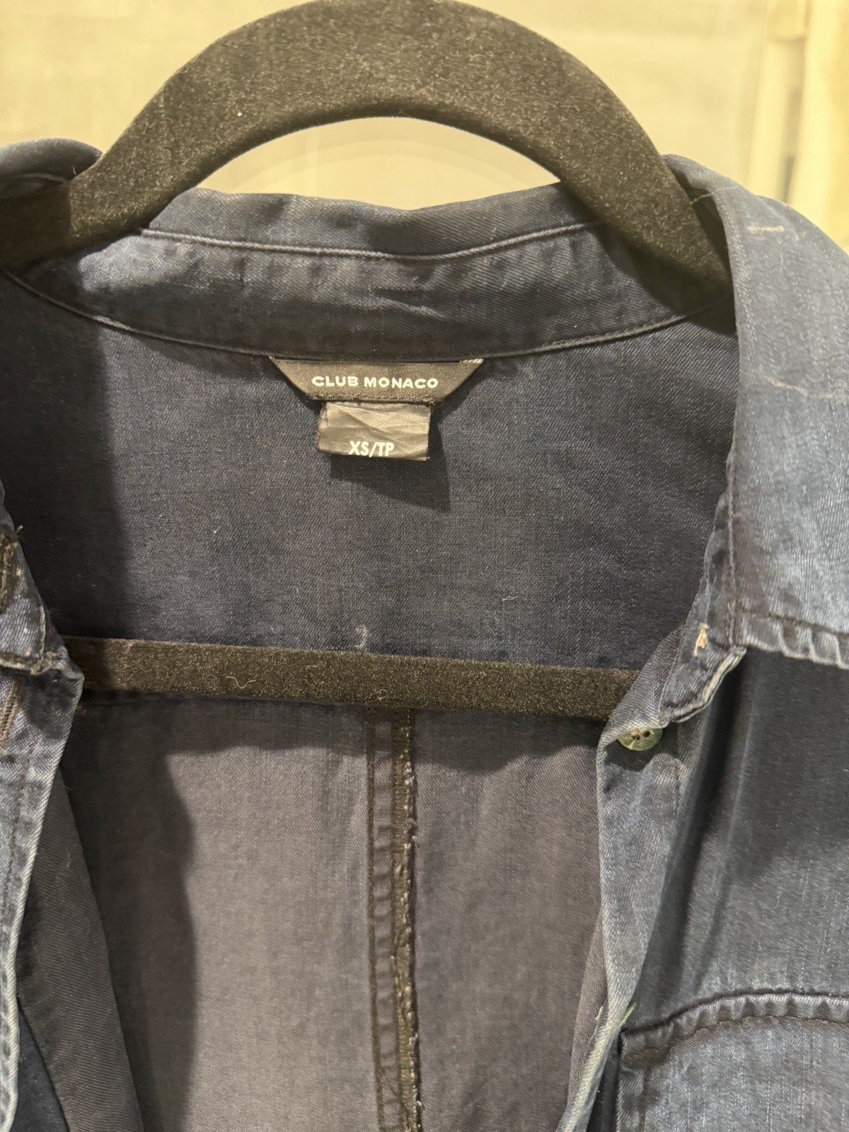 Vintage Club Monaco Women’s chambray dark blue Button-Up Shirt w/ Pockets XS