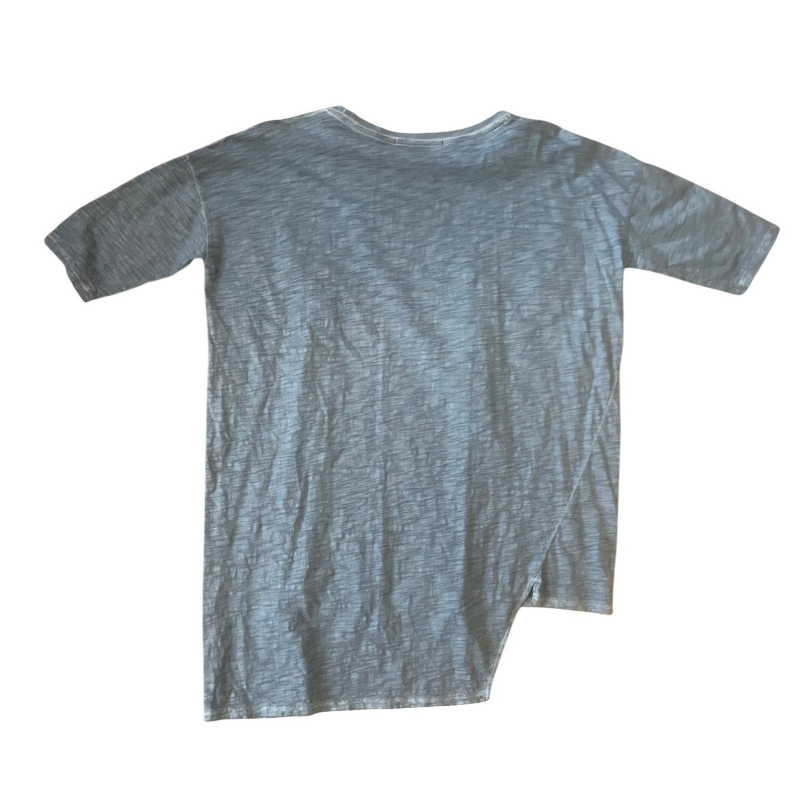 Peruvian Connection Women’s Blue Cotton Slub Asymmetrical Hem Top Lagenlook- M
