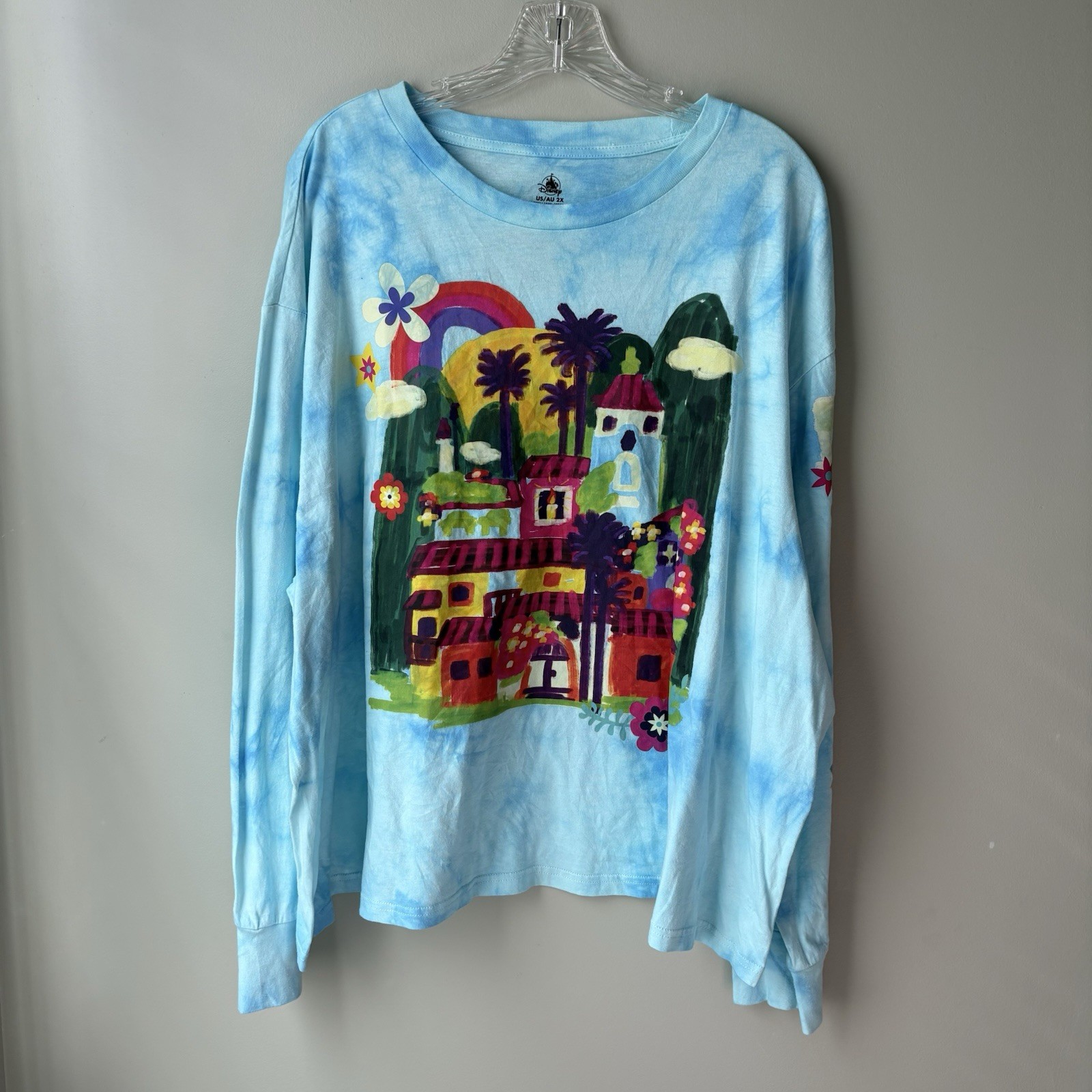 Disney Store Womens 2X XXL Encanto Top Tie-Dye 100% Organic Cotton Long Sleeve