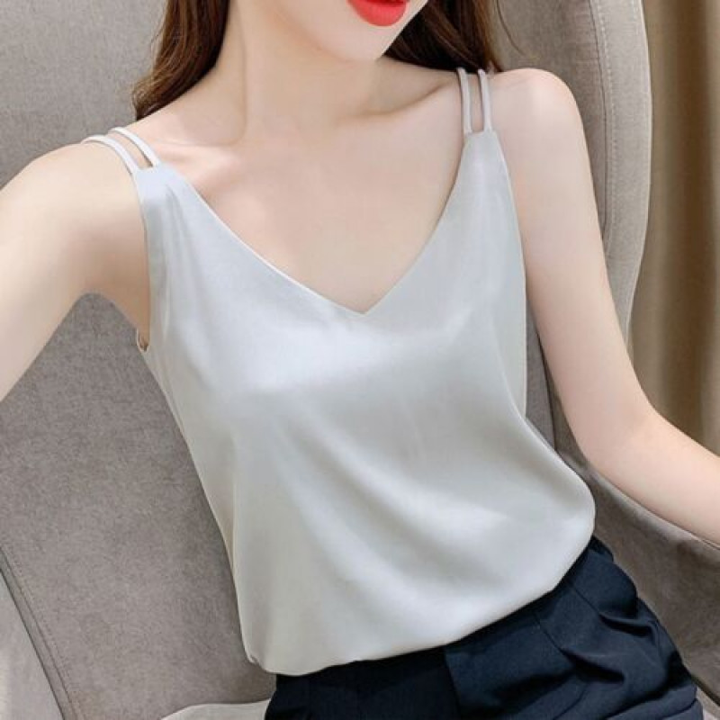 Womens Silk Spaghetti Strap Camisole Sexy Adjustable Satin Slip Soft Vest Tank