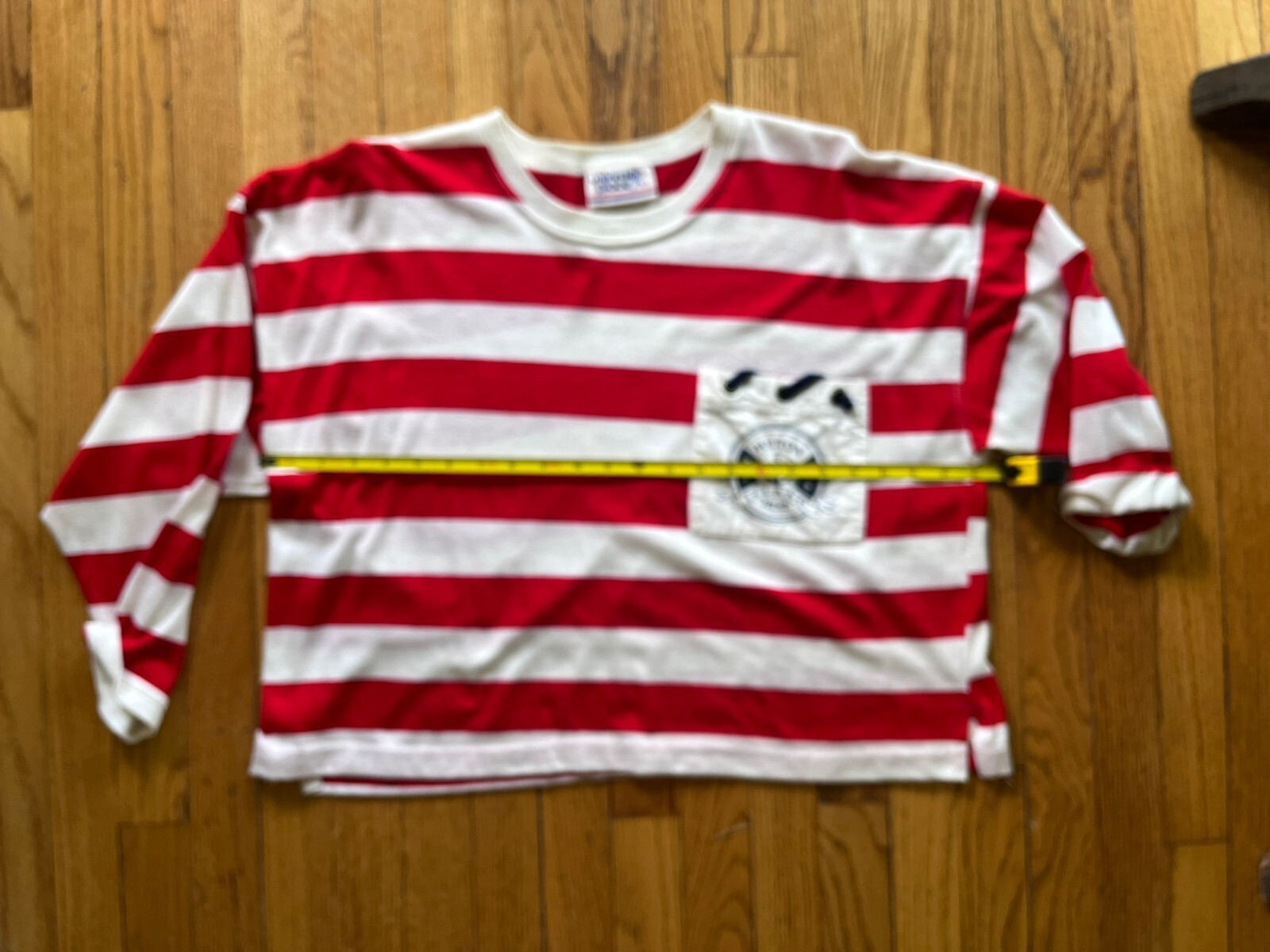 Vintage University Place Red and White Striped Shirt with Hilton Island Head