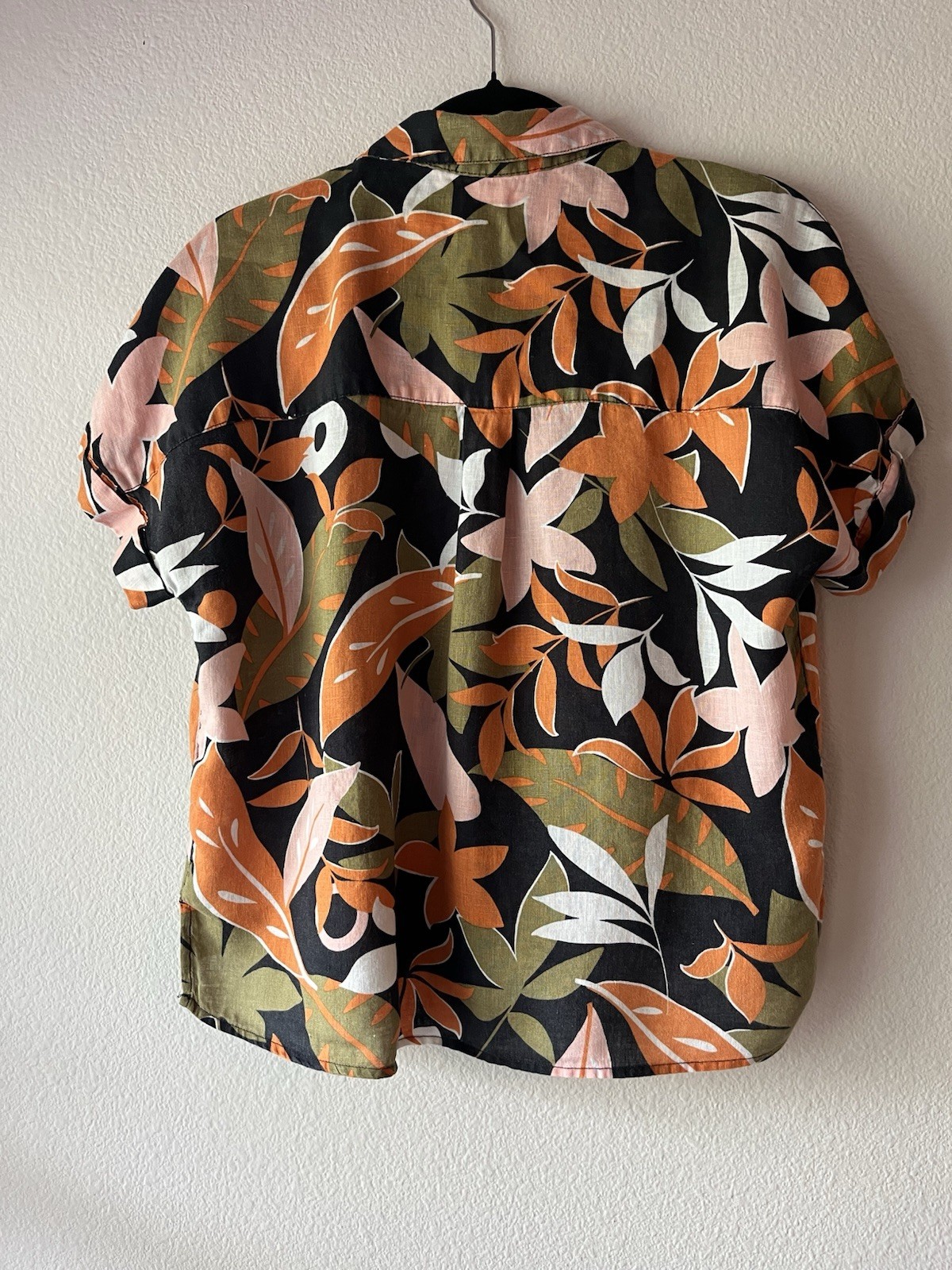 C&C California Tropical Printed Linen Short Sleeve Button Down Shirt Size S