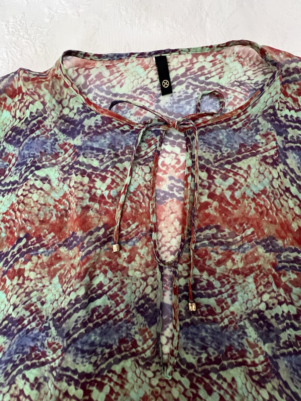 VIX By Paula Hermanny Colorful Snake Print Silk Organza Tunic Sz Medium