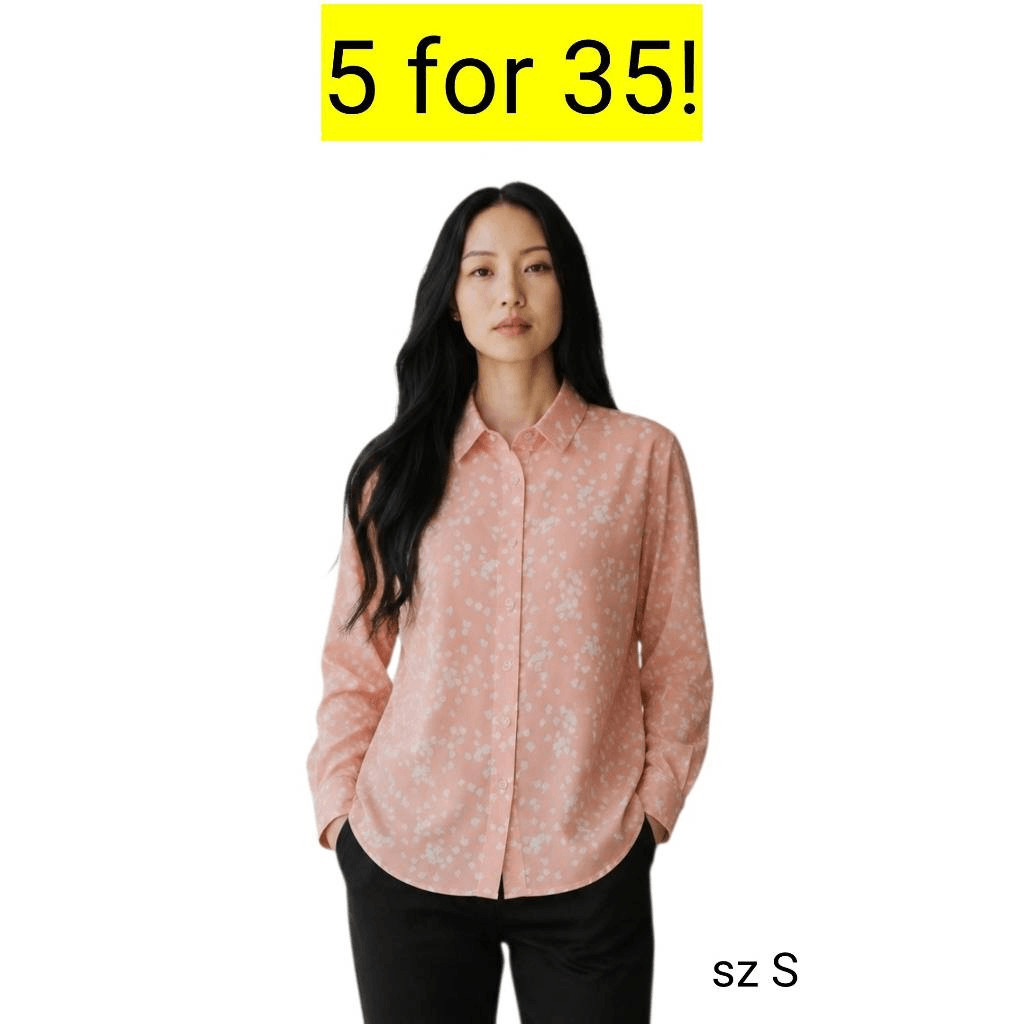 New Pink Whimsical Lollipop Silhouette Collared Long Sleeve Shirt 5 for 35 SALE