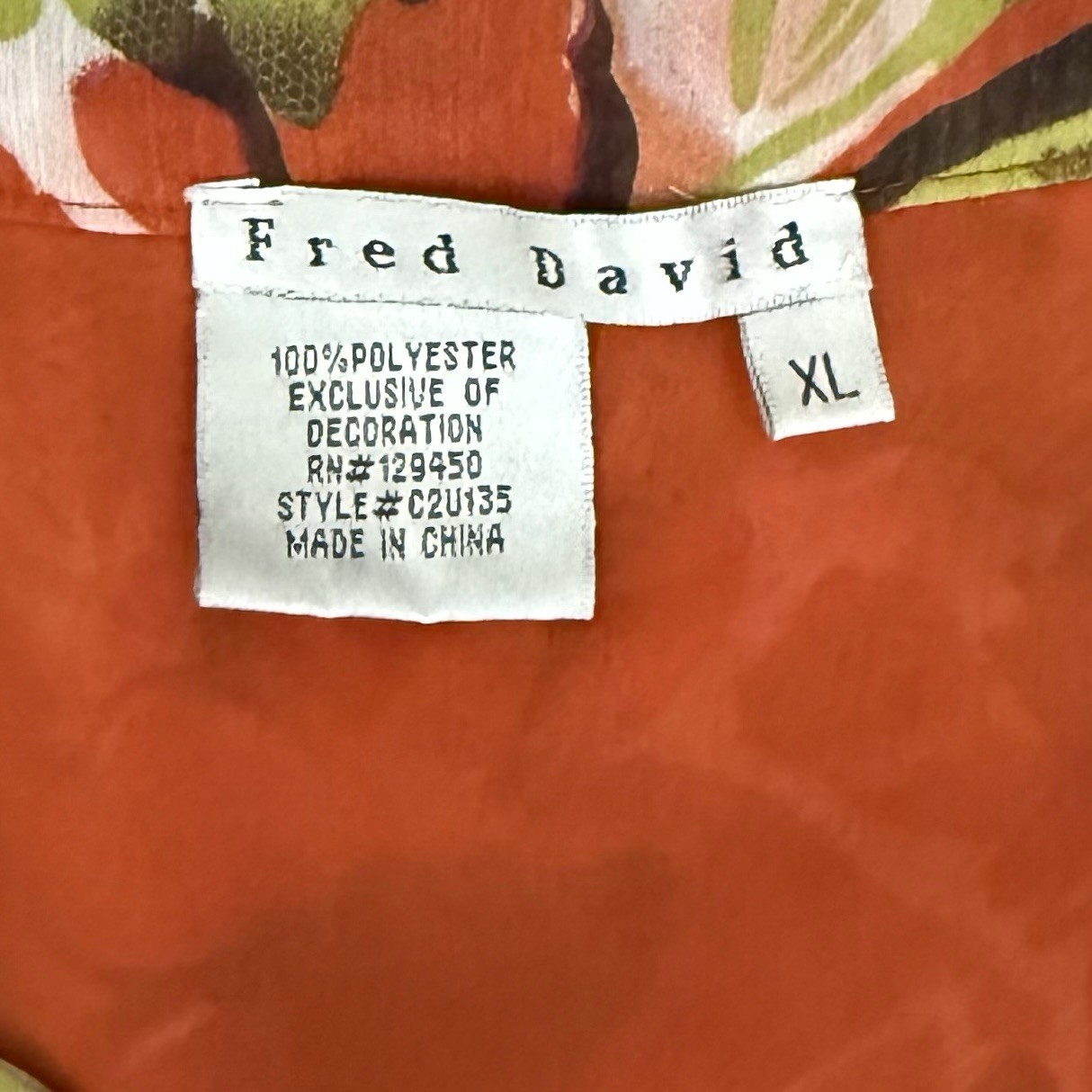 Fred David Top Shirt Womens XL Multicolor Floral Abstract Sequin Casual Tunic