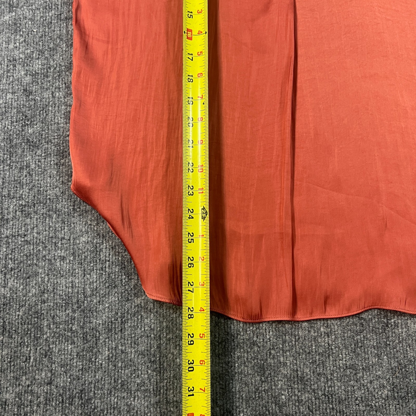 Reset By Jane Esme Top Womens Medium Orange Ruched Shoulder Rounded Hem V Neck