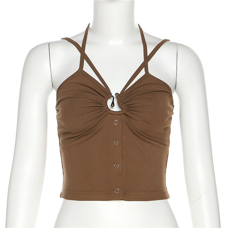 Women’s Top Summer Solid Color Sexy Fashion Suspender Crop Small Vest Tops Gift