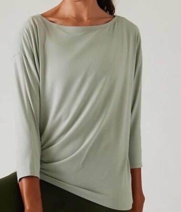 Athleta Women SM Mint Green Ease in Shirt TENCEL Soft Lounge Gym Yoga Goal UPF50