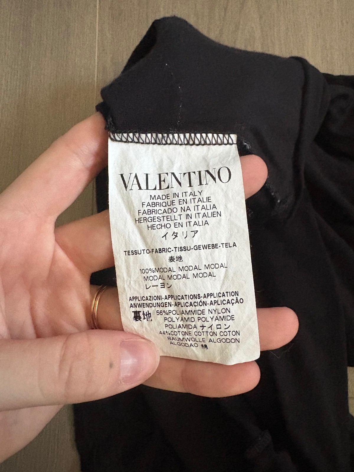 Red Valentino Black Modal Blend T-Shirt with White Lace Appliqué