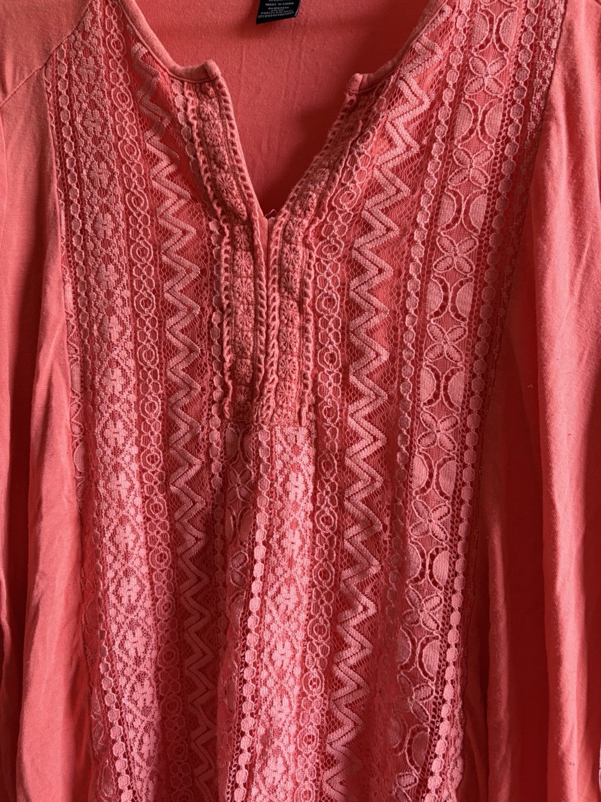 RXB Women’s XL Coral Peasant Style Blouse In Good Condition 3/4 Sleeve Boho