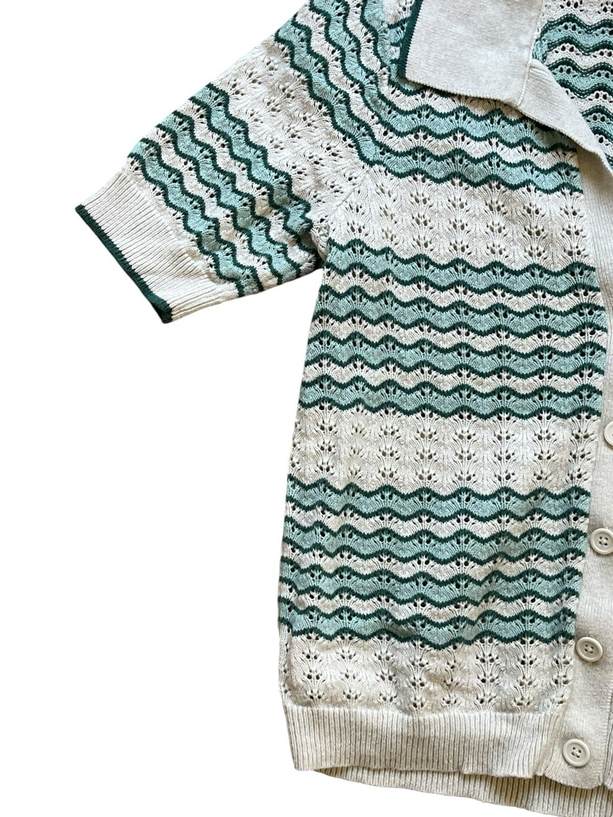 Marine Layer Piper Knit Resort Shirt Button Up Short Sleeve Aqua Groove, Size XS