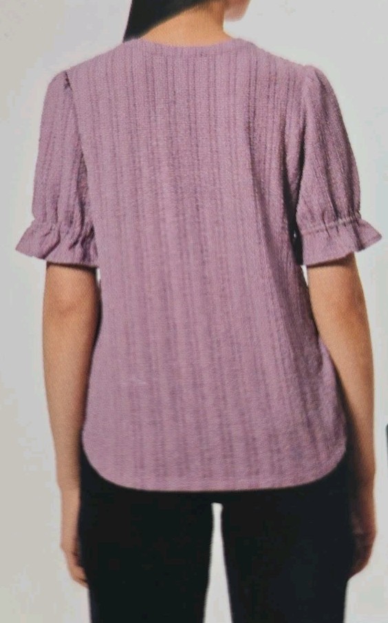 Cable & Gauge Women’s Purple Textured Crinkle, Button Front Blouse XL