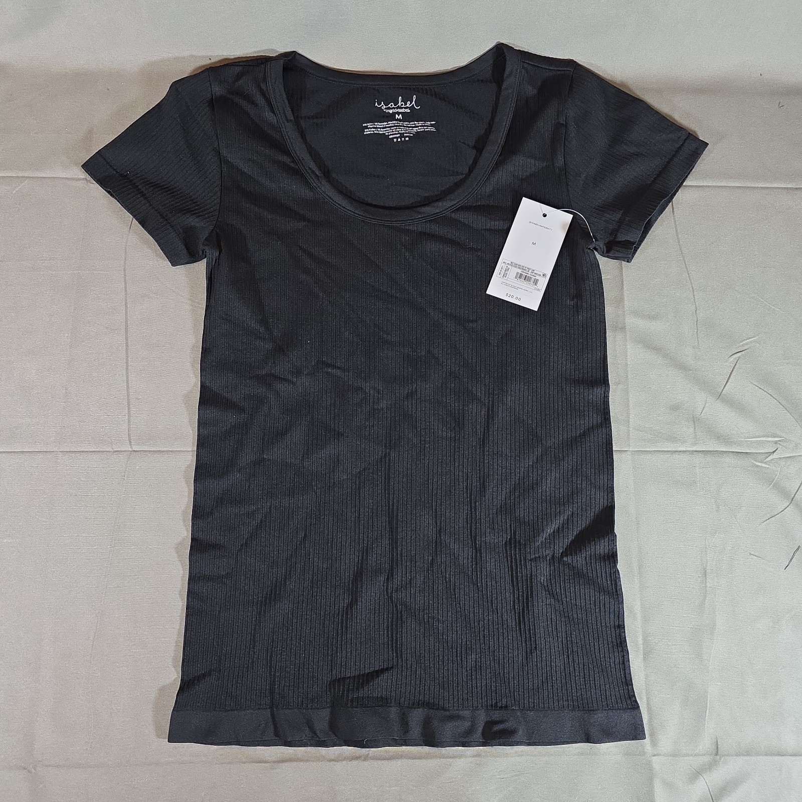 Isabel Maternity Short Sleeve Seamless Ribbed Scoop Neck Maternity T-Shirt M