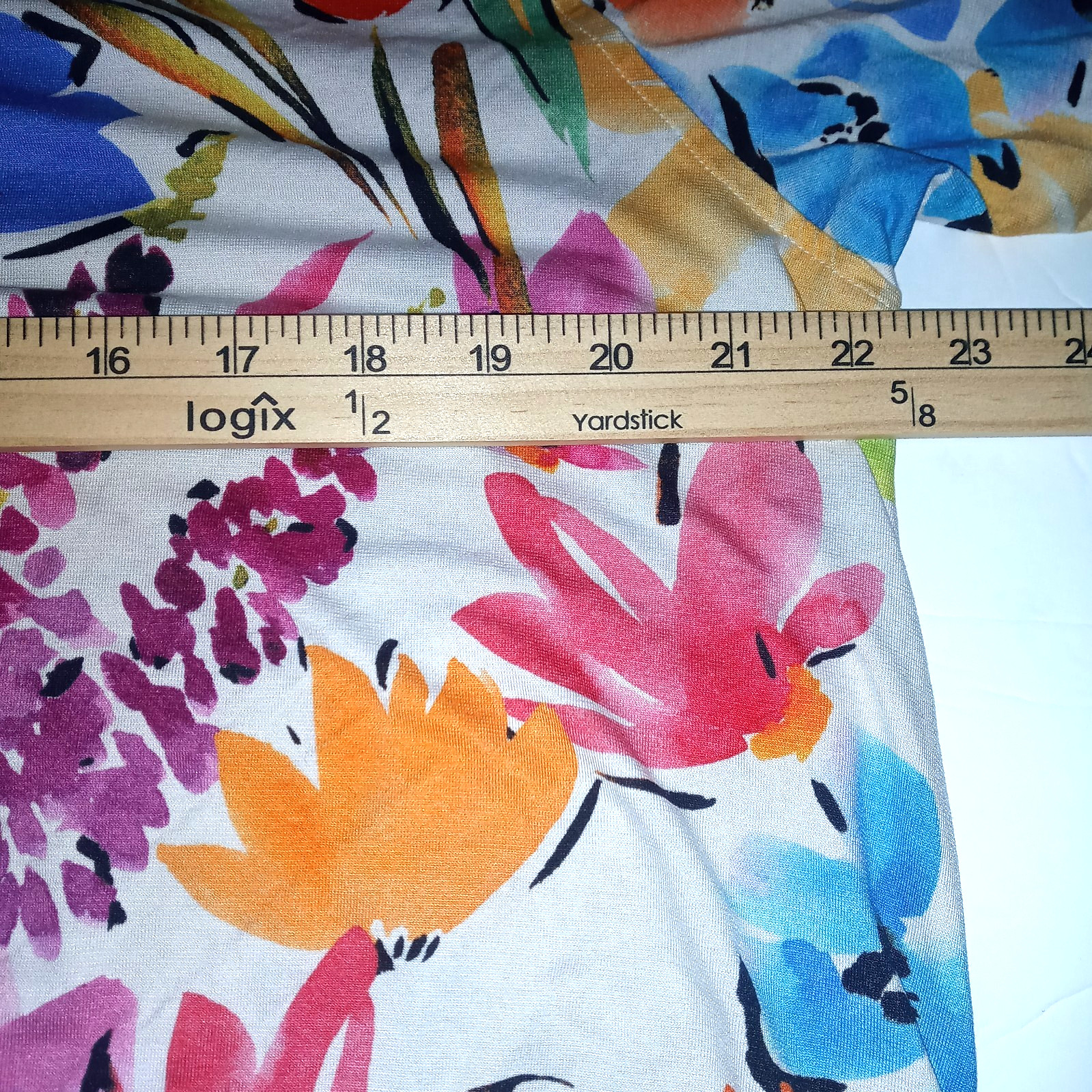 Caroline Rose L/ XL Floral Top Blouse Stretch Jersey Knit Swing Tunic Bust 44″