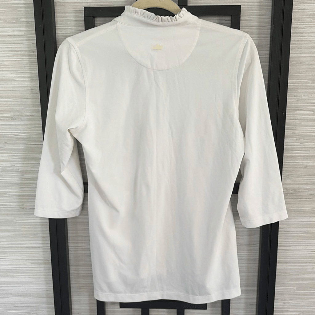Peter Millar white ruffled collar polo three-quarter sleeve shirt E4 wicking s