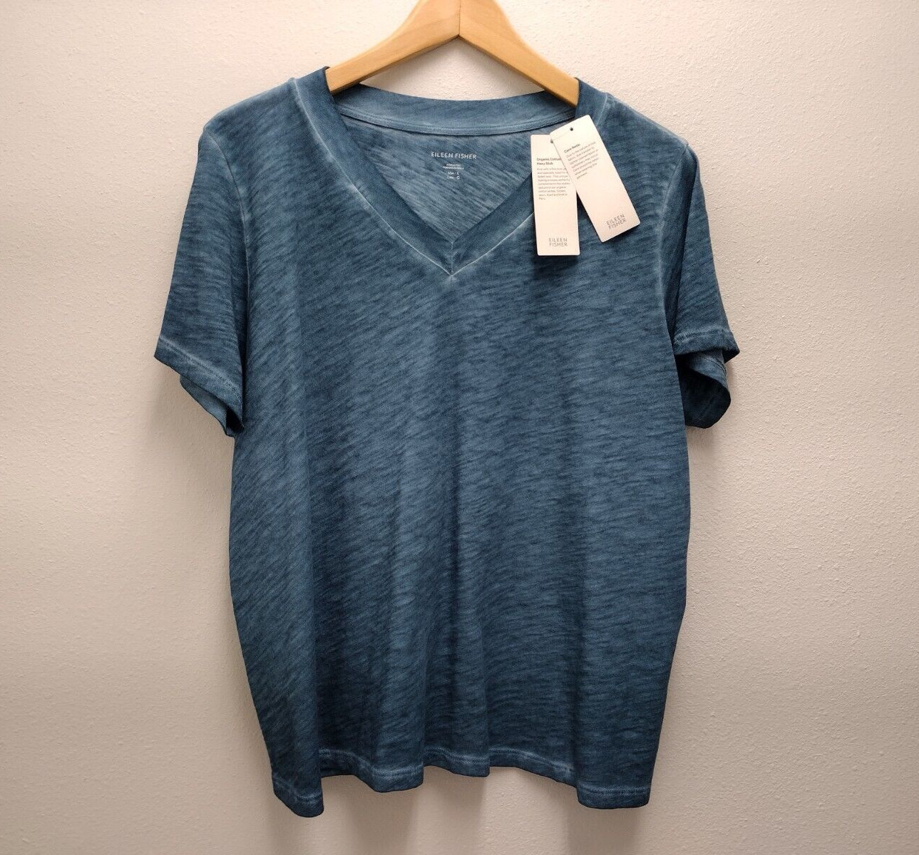 Eileen Fisher New Size L Cascade Blue Hazy Slub Tee
