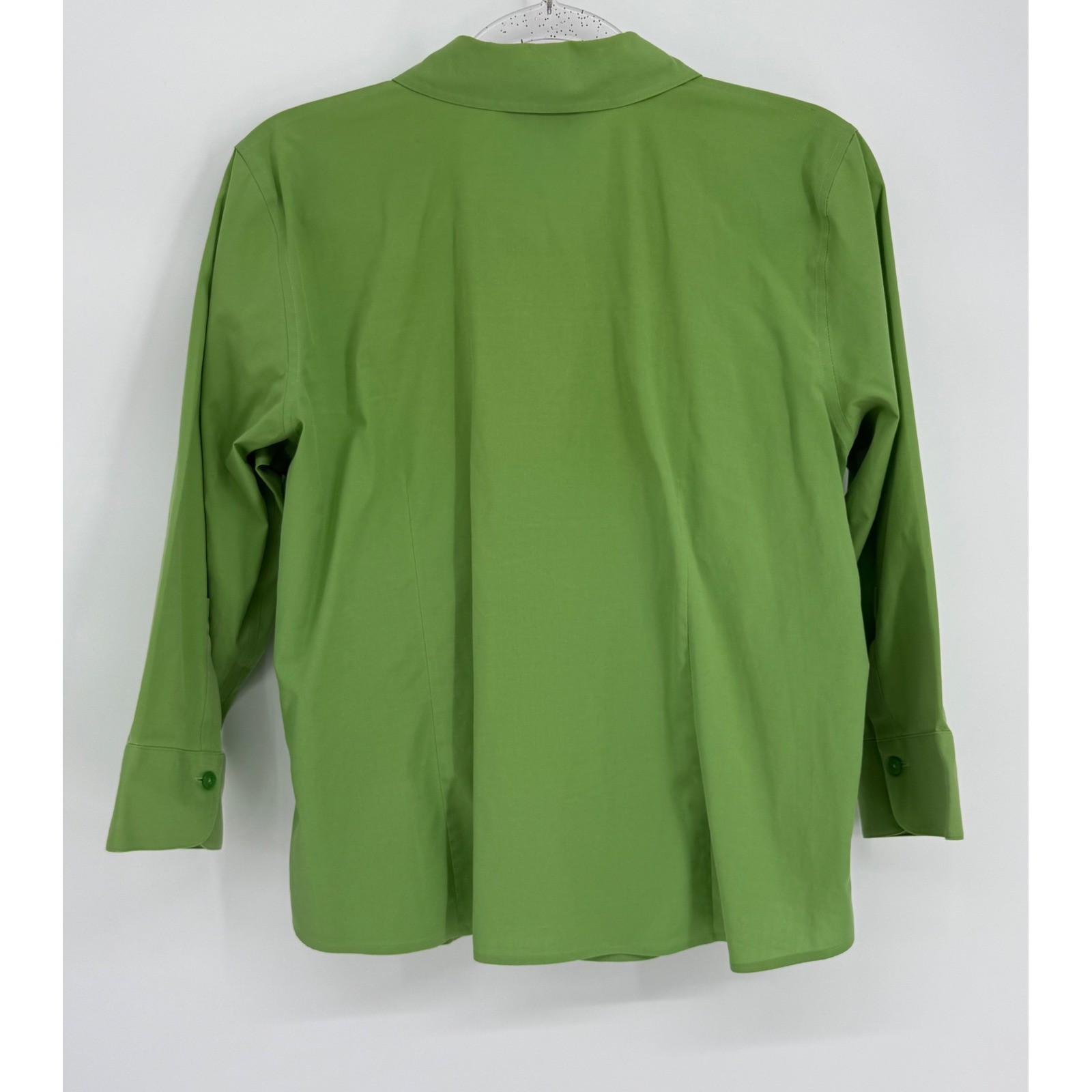 Talbots Petites Green Button Down Blouse Wrinkle Resistant Stretch Sz 16P