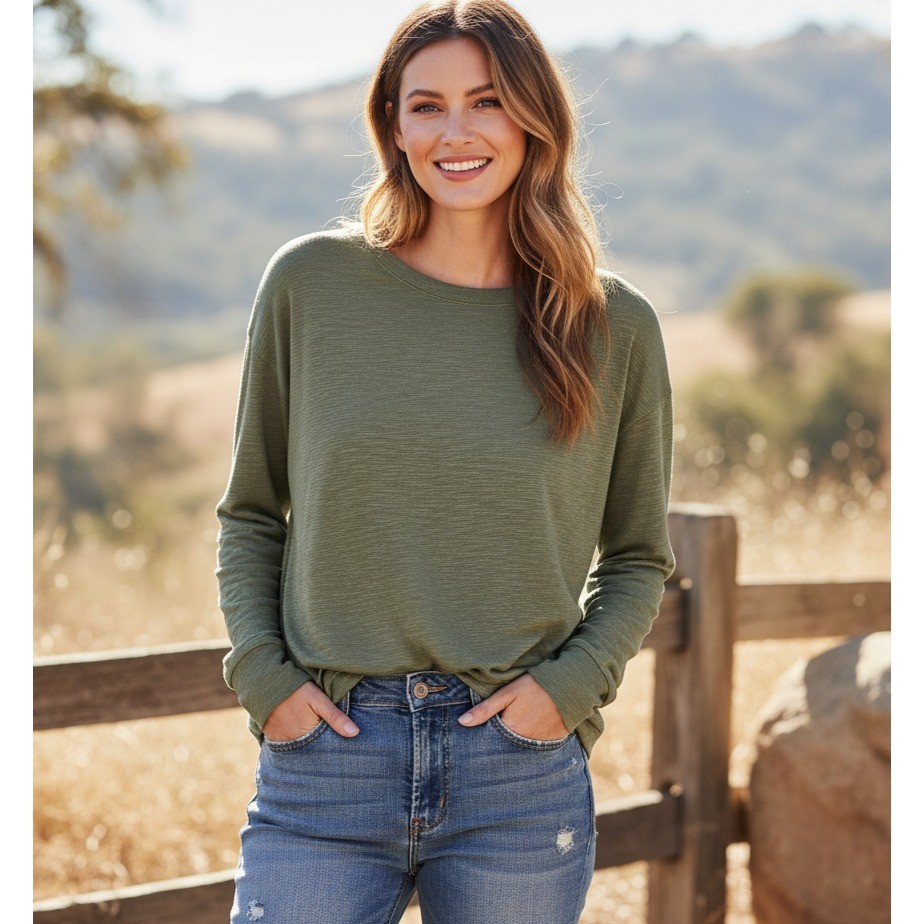 NEW Loft M Green Smocked Dolman Top Earthy Minimalist Grunge Rustic Goblin Boho